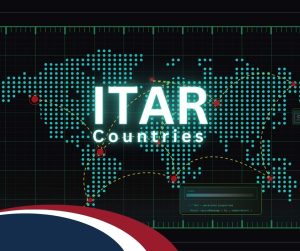 Graphic with map reads "ITAR Countries? "