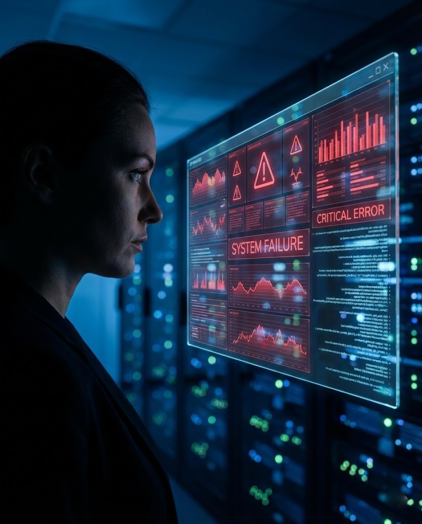 Cybersecurity analyst reviewing failure probability data for contractors without GCC High Security protocols