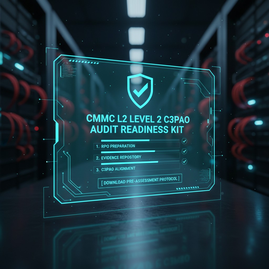 Downloadable CMMC Level 2 C3PAO audit readiness checklist and 110 controls implementation guide.